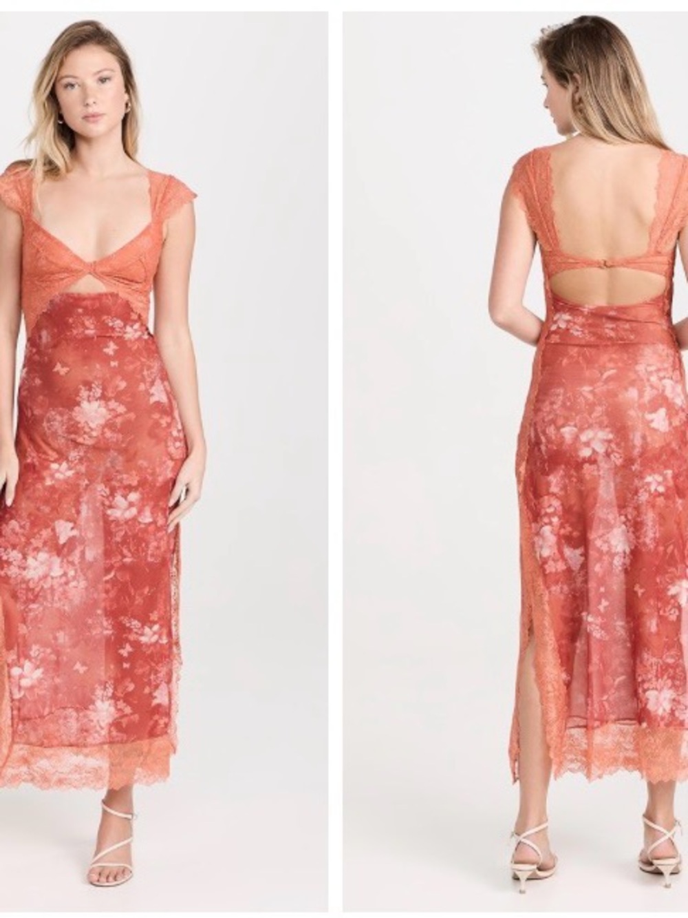 FREE PEOPLE x Intimately Suddenly Fine Maxi Slip in orange size extra small